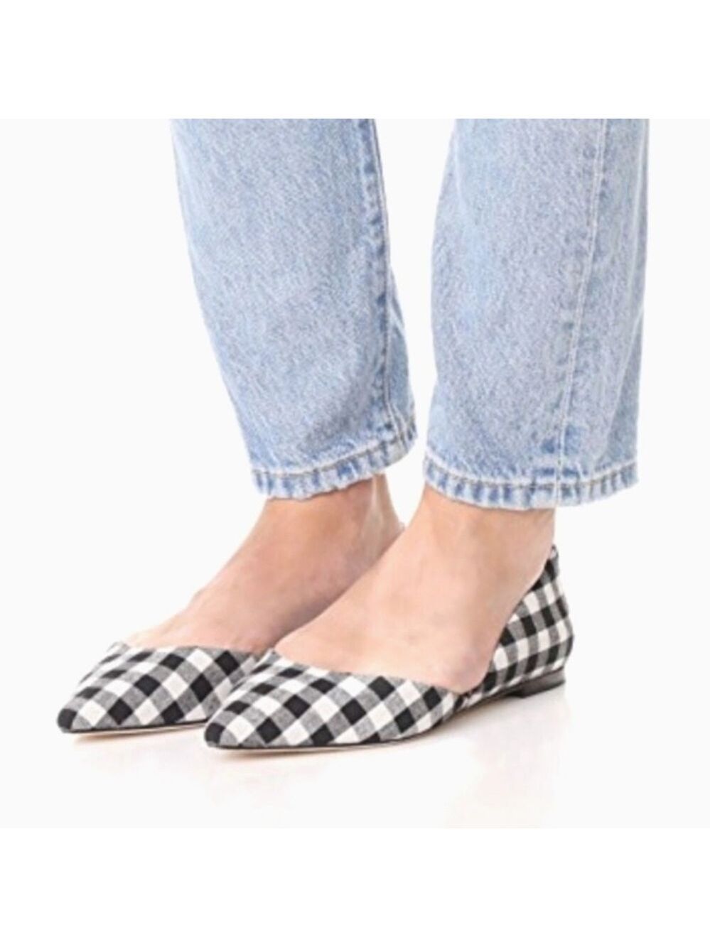 SAM Edelman Rodney d'Orsay Gingham Leather Flats, size 8.5